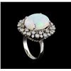 Image 4 : 11.69 ctw Opal and Diamond Ring - 14KT White Gold