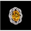 Image 2 : 14KT White Gold 10.91 ctw Citrine and Diamond Ring