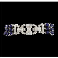 13.65 ctw Sapphire And Diamond Bracelet - 18KT White Gold