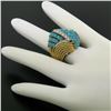 Image 3 : Hand Made 18k TT Gold 2.60 ctw Turquoise & Diamond Dome Cocktail Ring