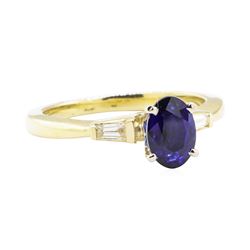 1.22 ctw Sapphire and Diamond Ring - 14KT Yellow Gold