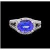 Image 2 : 3.77 ctw Tanzanite and Diamond Ring - 14KT White Gold