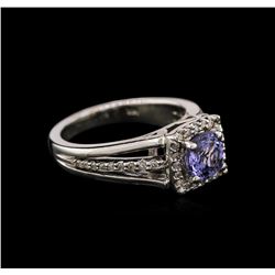 1.10 ctw Tanzanite and Diamond Ring - 14KT White Gold