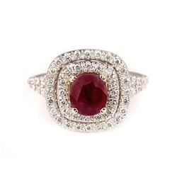 1.60 ctw Ruby and Diamond Ring - 14KT Two-Tone Gold