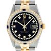 Image 1 : Rolex Mens 2 Tone 14K Black String Diamond & Sapphire 36MM Datejust Wristwatch