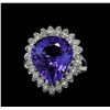 Image 2 : 10.06 ctw Tanzanite and Diamond Ring - 14KT White Gold