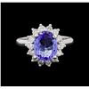 Image 2 : 3.45 ctw Tanzanite and Diamond Ring - 14KT White Gold