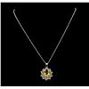 Image 1 : 4.30 ctw Citrine and Diamond Pendant With Chain - 14KT White Gold