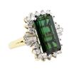 Image 1 : 8.86 ctw Green Tourmaline And Diamond Ring - 14KT Yellow Gold