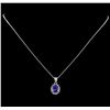 Image 1 : 3.15 ctw Tanzanite and Diamond Pendant With Chain - 14KT White Gold