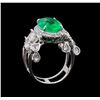 Image 4 : 3.96 ctw Emerald and Diamond Ring - 18KT White Gold