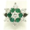 Image 3 : 14k White Gold 2.25 ctw Round Emerald & Diamond Ladies Star Cluster Cocktail Rin