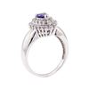 Image 4 : 1.26 ctw Blue Sapphire and Diamond Cluster Ring - 14KT White Gold