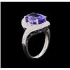 Image 4 : 6.47 ctw Tanzanite and Diamond Ring - 14KT White Gold