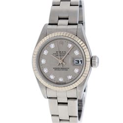 Rolex Ladies Stainless Steel Slate Grey Jubilee Diamond Quickset Datejust Wristw