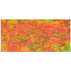 Renatta, "Color Party" Original Mixed Media Acrylic Painting with Marble Stone on Canvas, Hand Signe