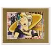 Image 1 : Oz El Hai, "Yellow Hat - Vintage Series" Original 3D Mixed Media Painting on Board, Hand Signed with