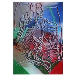 Mark Kostabi, "Full Disclosure" Mixed Media Original Painting; Hand Signed, with COA.