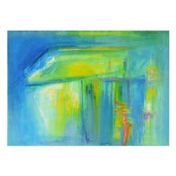 Roberto Donatelli - "Bright Landscape" Original Oil Painting on Canvas, Titled Inverso and Hand Sign