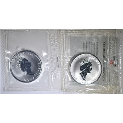 1998 TIGER & 2001 SNAKE REV Pf  MAPLE LEAF COINS