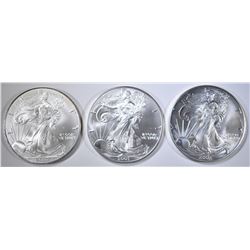 2000, 01 & 02 BU AMERICAN SILVER EAGLES