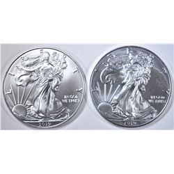 2- GEM BU 2019 AMERICAN SILVER EAGLES