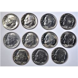 GROUP LOT OF 11 ROOSEVELT DIMES;