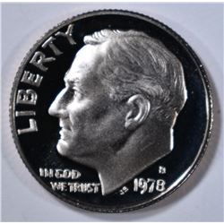 1978-S ROOSEVELT DIME, SUPERB GEM+ PROOF DCAM FT
