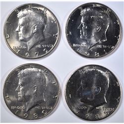 LOT OF 4 KENNEDY HALF DOLLARS;
