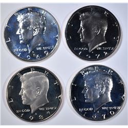 LOT OF 4 PROOF KENNEDY HALF DOLLARS;