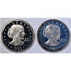 2- PROOF SUSAN B ANTHONY DOLLARS;