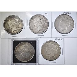 5 CIRCULATED PEACE DOLLARS