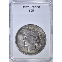1921 PEACE DOLLAR VG CLEANED, SCRATCH REV.