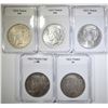 Image 1 : 5 CIRCULATED PEACE DOLLARS