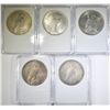 Image 2 : 5 CIRCULATED PEACE DOLLARS