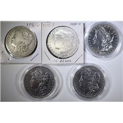 5 CIRCULATED MORGAN DOLLARS