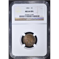 1901 INDIAN HEAD CENT   NGC MS-64 BN