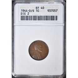 1944-D/S LINCOLN CENT  ANACS EF-40