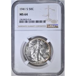 1941-S WALKING LIBERTY HALF DOLLAR  NGC MS-64