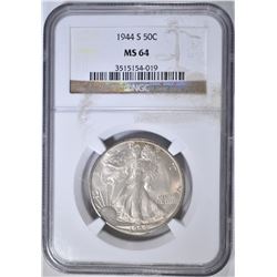 1944-S WALKING LIBERTY HALF DOLLAR  NGC MS-64