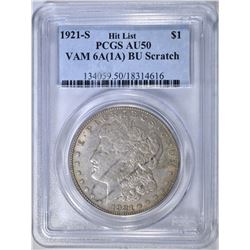 1921-S MORGAN DOLLAR  PCGS AU-50