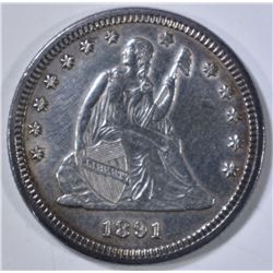 1891 SEATED QUARTER  BU  OLD CLEANING