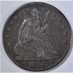 1853 ARROWS & RAYS SEATED HALF DOLLAR  XF