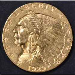 1929 $2.5 GOLD INDIAN  CH BU