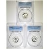 Image 1 : 3 1945-D MERCURY DIMES PCGS MS-65 FB BLAST WHITE