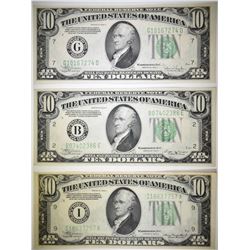 (3) $10 FEDERAL RESERVE NOTES ALL CHOICE: