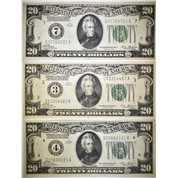 (3) 1928 $20 FEDERAL RESERVE NOTES: