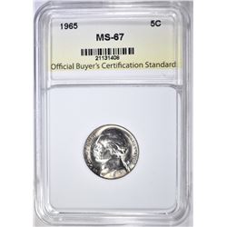1965 JEFFERSON NICKEL, OBCS SUPERB GEM BU