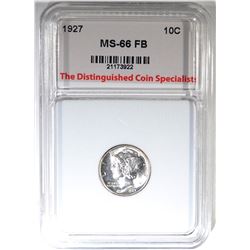 1927 MERCURY DIME, TDCS SUPERB GEM BU FB