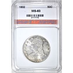 1832 BUST HALF DOLLAR, AGP CH BU